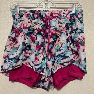 Avia Women's Pink and Multicolor Athletic Shorts